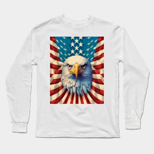 USA America Fourth of July Op Art Bald Eagle July 4th Long Sleeve T-Shirt